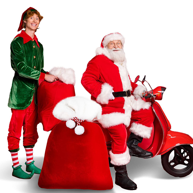 Luxury Xmas Bags - 1PC Red Plush Christmas Santa Sack
