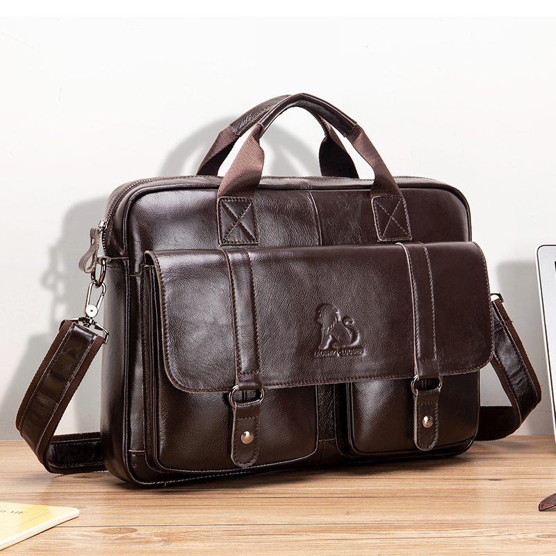 Genuine leather men's briefcas - đánh giá và giá Laptop Bag Leather 15