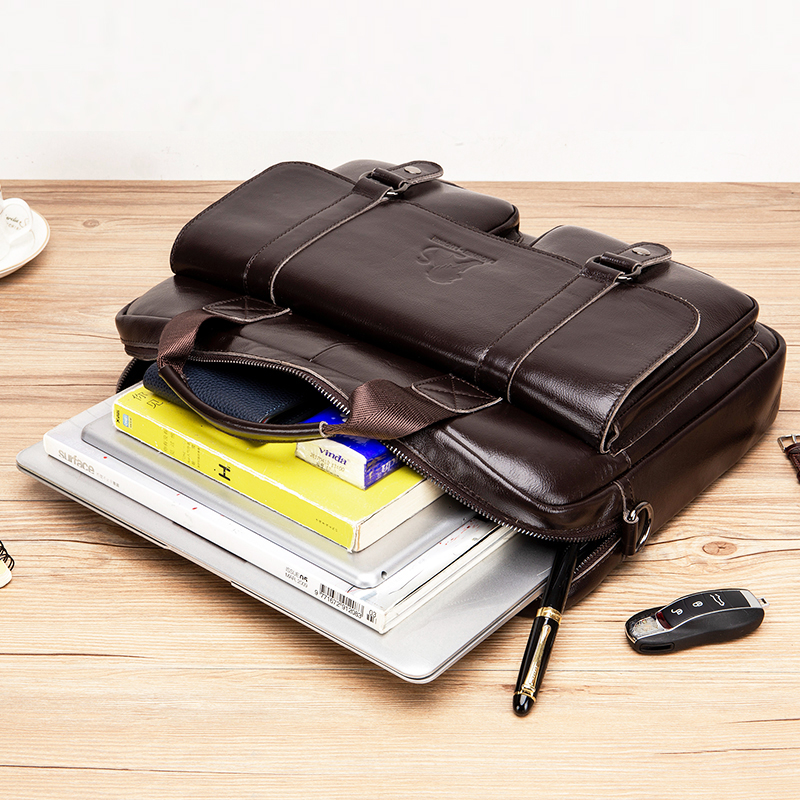 Genuine leather men's briefcas - đánh giá và giá Laptop Bag Leather 15