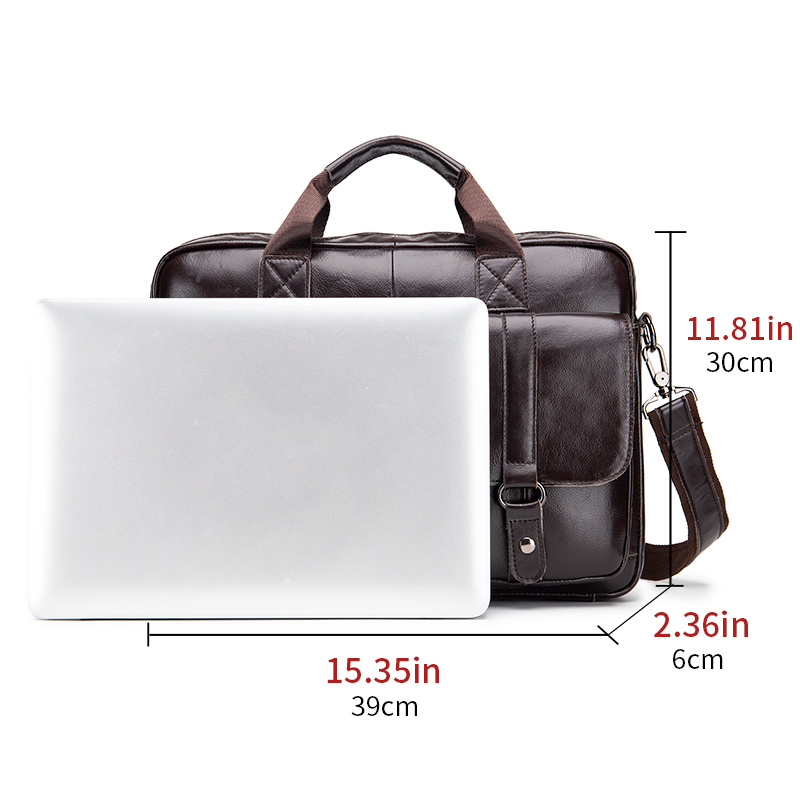 Genuine leather men's briefcas - đánh giá và giá Laptop Bag Leather 15