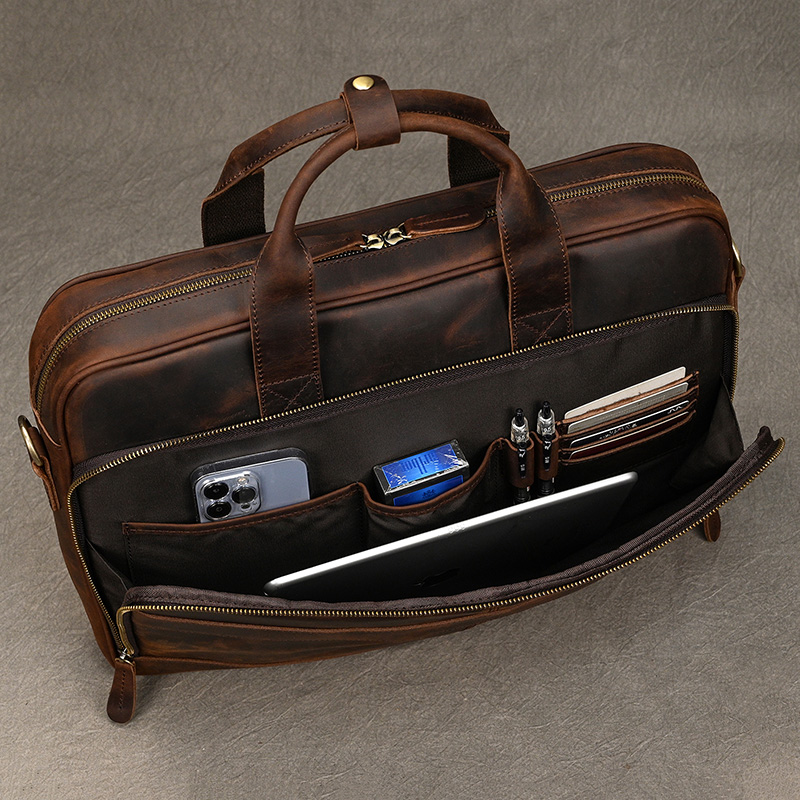 Crazy Horse Genuine Leather Me - đánh giá và giá Laptop Bag Leather 15
