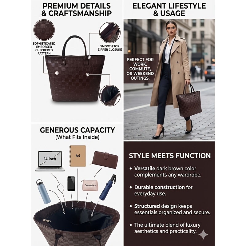 Light Luxury Deep Brown Quilte - đánh giá và giá Luxury Bags Tote