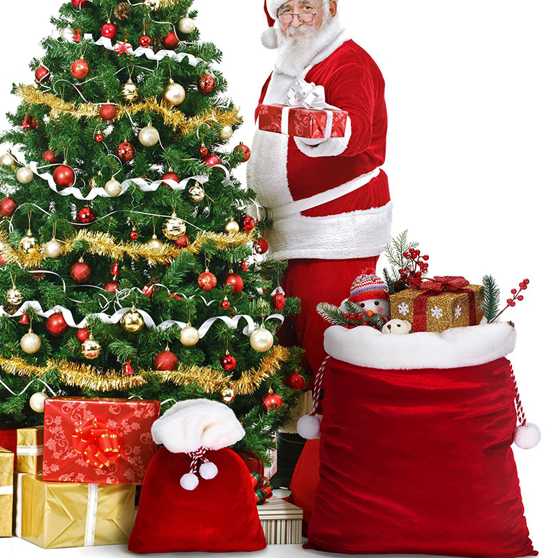 1PC Red Plush Christmas Santa  - đánh giá và giá Luxury Xmas Bags