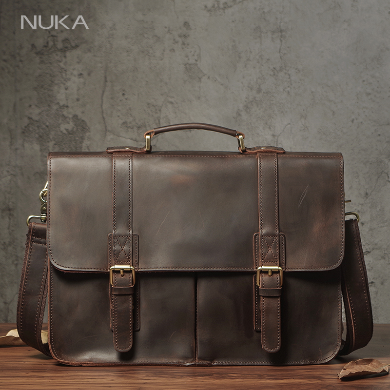 NUKA Men's Executive Briefcase - đánh giá và giá Laptop Bag Leather 15