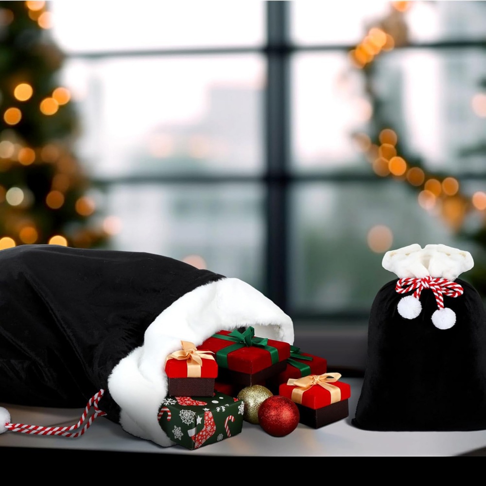 Black Santa Sack Bag Faux Fur  - đánh giá và giá Luxury Xmas Bags