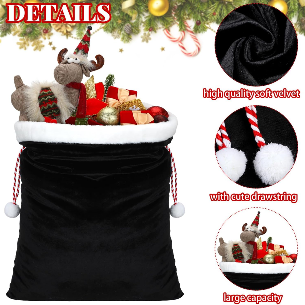 Black Santa Sack Bag Faux Fur  - đánh giá và giá Luxury Xmas Bags