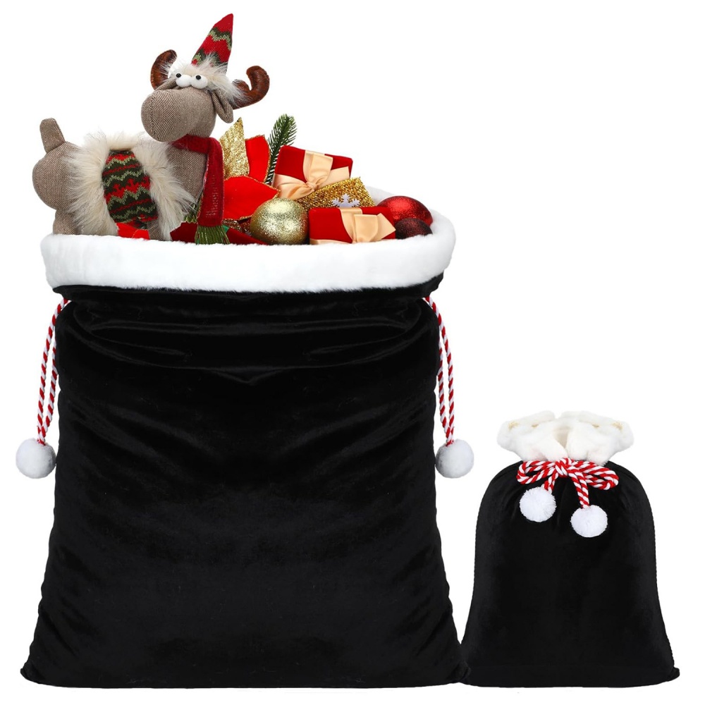 Black Santa Sack Bag Faux Fur  - đánh giá và giá Luxury Xmas Bags